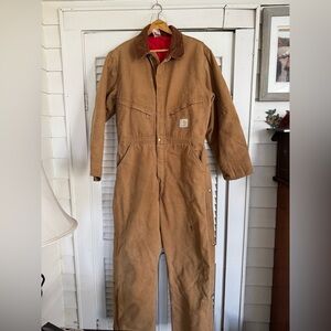 Vintage Carhartt Mens 42R Distressed Quilted Canvas Coveralls 996QZ USA Made